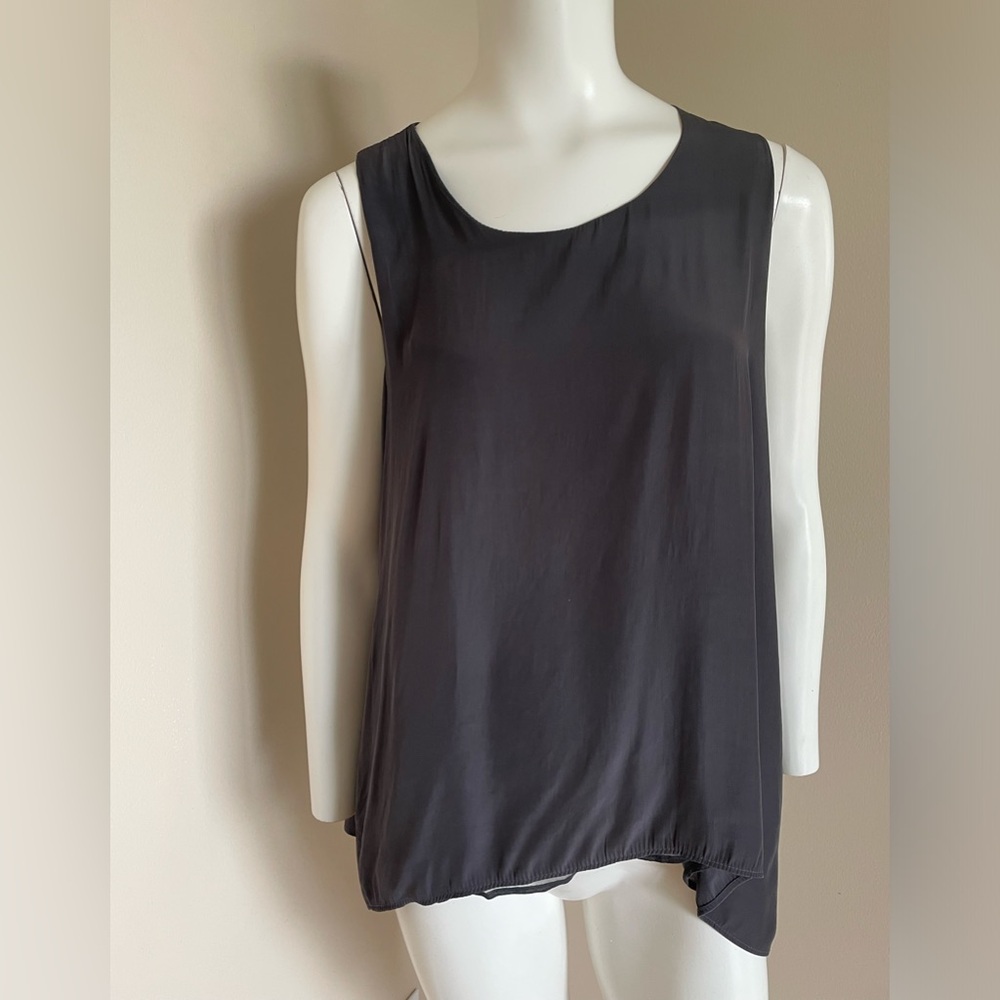 Lola & Sophie Silk Layered Tank Top Black Scoop Neck Size Medium